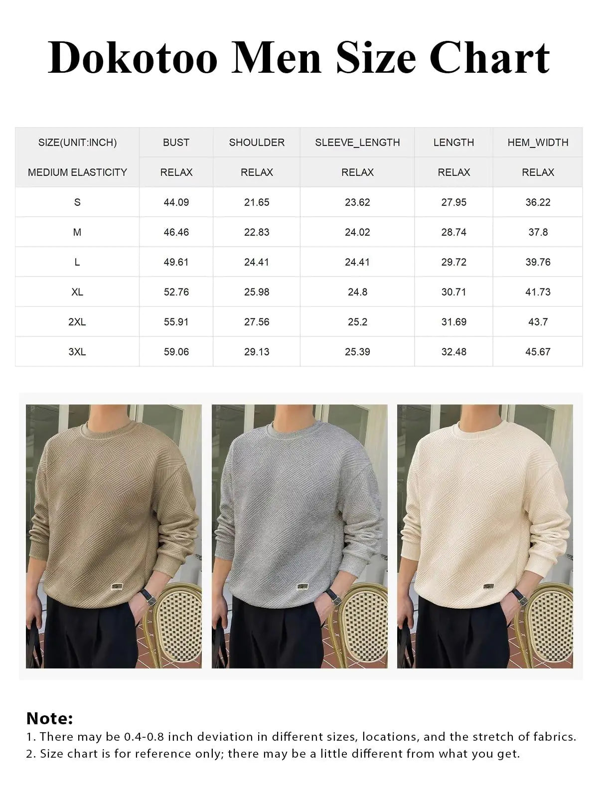 Men's Crewneck Sweatshirts Soild Color Geometric Texture Long Sleeve Casual Pullover Shirt Medium Brown